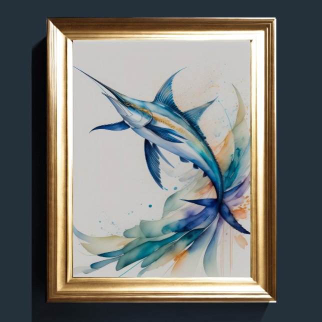 Watercolor Painting of Swordfish Poster (Creator Uploaded)