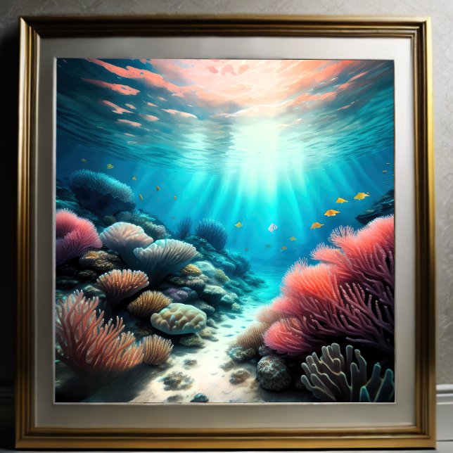 Watercolor Painting of Tropical Underwater Reef Poster (Creator Uploaded)