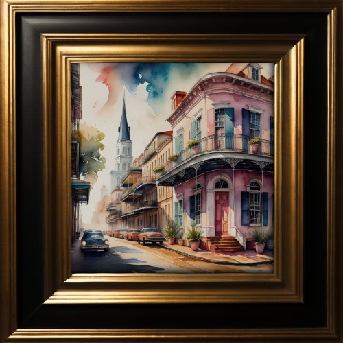 Watercolor Painting of Vintage French Quarter Poster