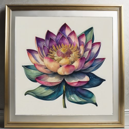 Watercolor Painting of Water Lily Poster