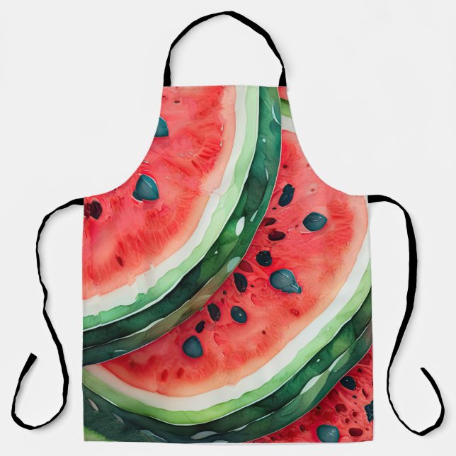 Watercolor Painting of Watermelon Apron (Front)