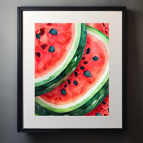 Watercolor Painting of Watermelon Poster