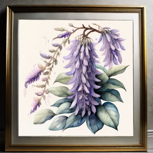 Watercolor Painting of Wisteria Poster