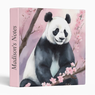 Watercolor Painting Panda Bear 3 Ring Binder
