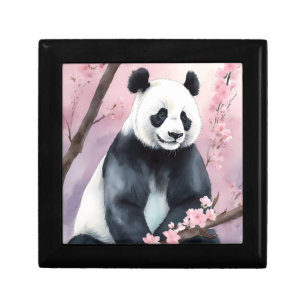 Watercolor Painting Panda Bear Gift Box