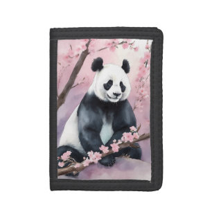 Watercolor Painting Panda Bear Trifold Wallet