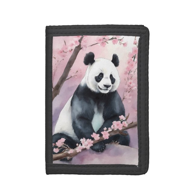 Watercolor Painting Panda Bear Trifold Wallet (Front Vertical)