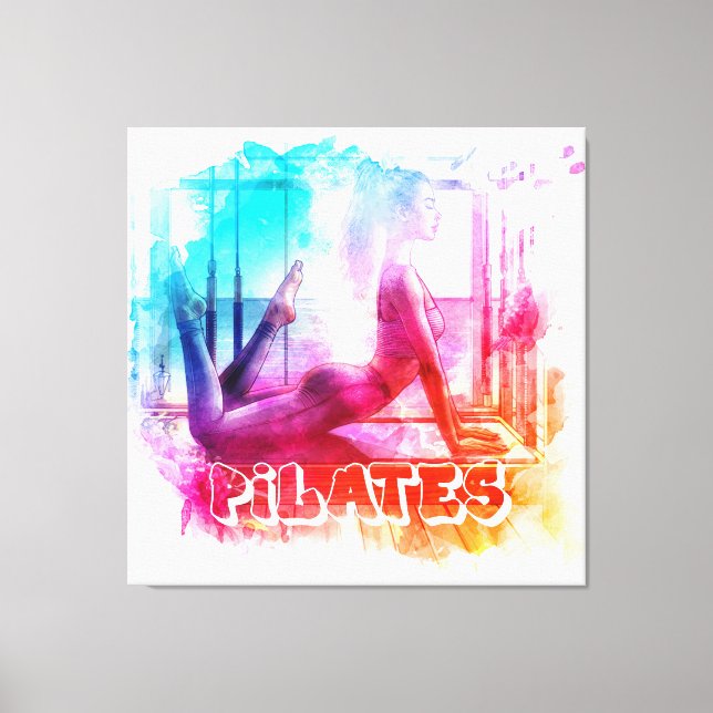 Watercolor Painting Pilates Canvas Print (Front)