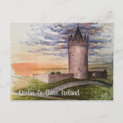 watercolor painting postcard Doolin Co Clare Postcard