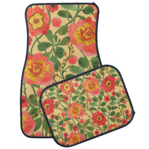 Watercolor painting retro floral seamless pattern car floor mat