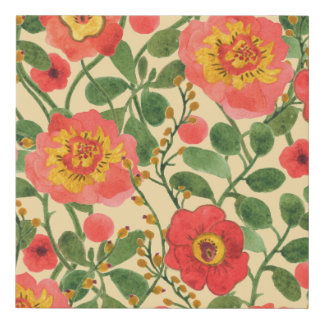 Watercolor painting retro floral seamless pattern faux canvas print