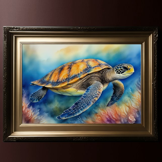 Watercolor Painting Sea Turtle Poster (Creator Uploaded)