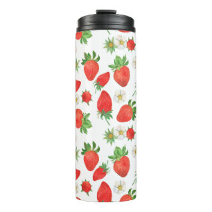 Watercolor painting Seamless pattern of strawberri Thermal Tumbler