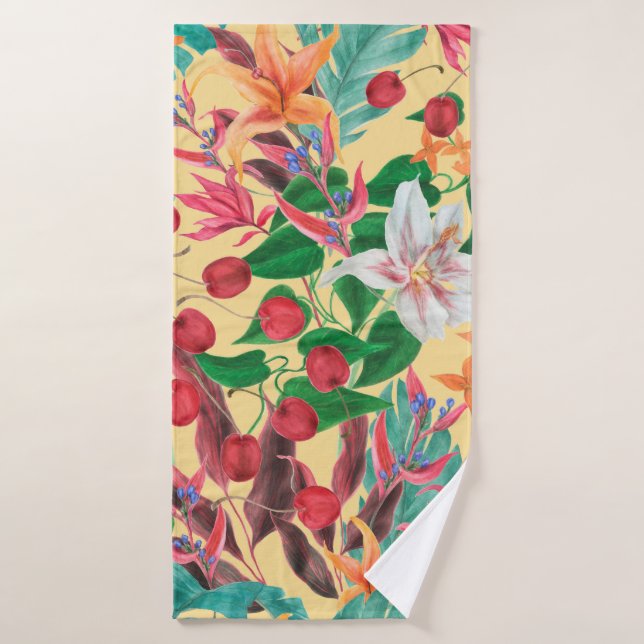 Watercolor painting seamless pattern with beautifu bath towel (Bath Towel)
