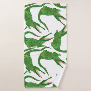 watercolor painting seamless pattern with crocodil bath towel