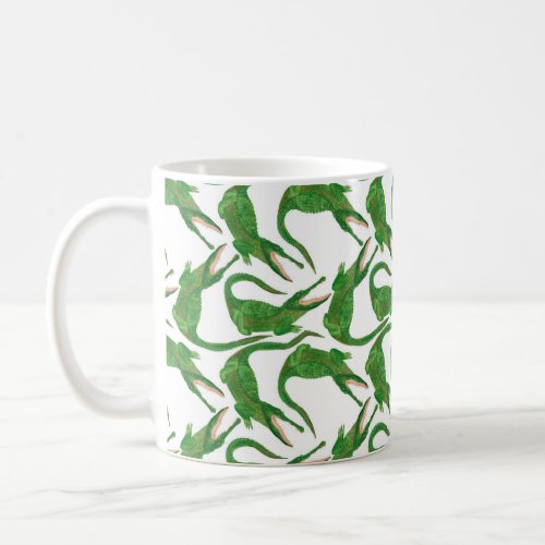 watercolor painting seamless pattern with crocodil coffee mug