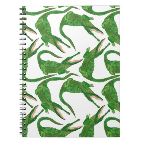 watercolor painting seamless pattern with crocodil notebook