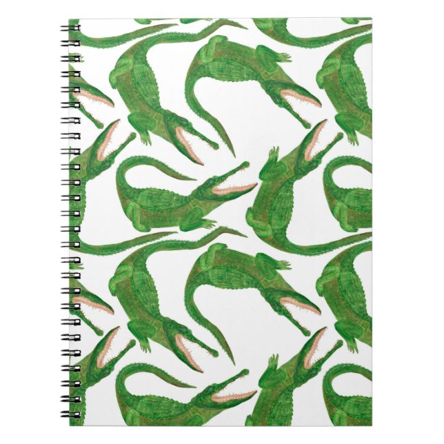 watercolor painting seamless pattern with crocodil notebook (Front)