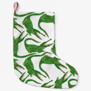 watercolor painting seamless pattern with crocodil small christmas stocking
