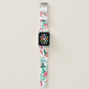 Watercolor painting seamless pattern with cute din apple watch band