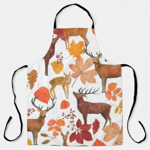 Watercolor painting seamless pattern with deers an apron