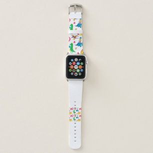 Watercolor painting seamless pattern with dinosaur apple watch band