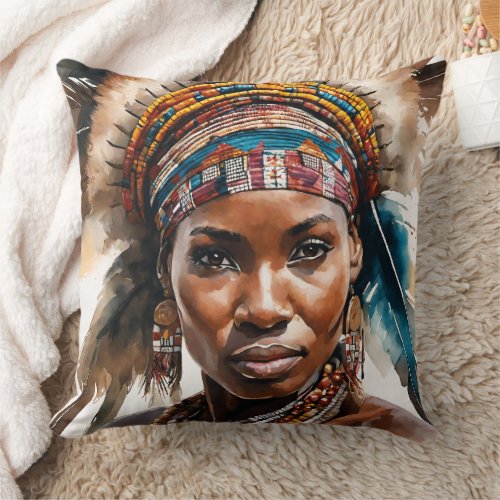 Watercolor Painting Set Hyper Realistic Character Throw Pillow