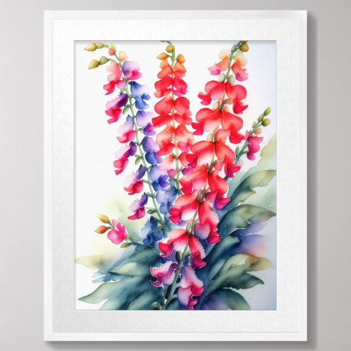 Watercolor Painting Snapdragons Poster