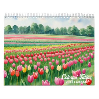Watercolor Painting Tulips Colorful Flora 
