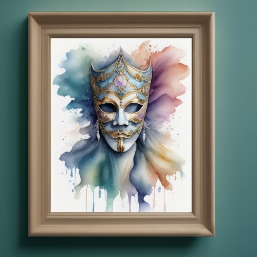 Watercolor Painting Venetian Mask III Poster