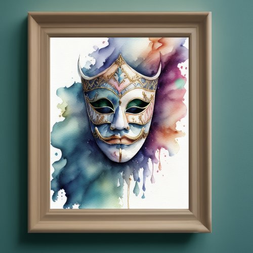 Watercolor Painting Venetian Mask IX Poster