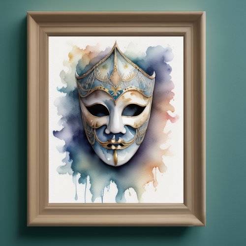 Watercolor Painting Venetian Mask V Poster