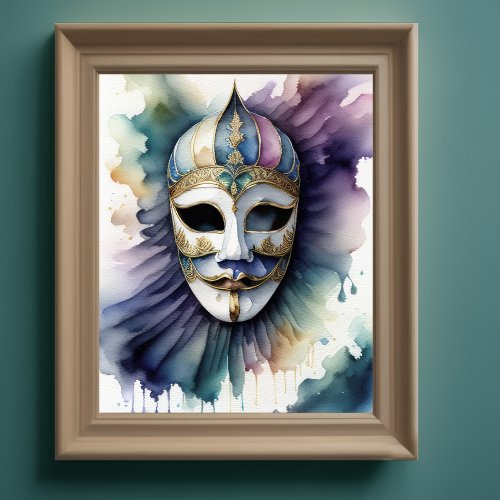 Watercolor Painting Venetian Mask VI Poster