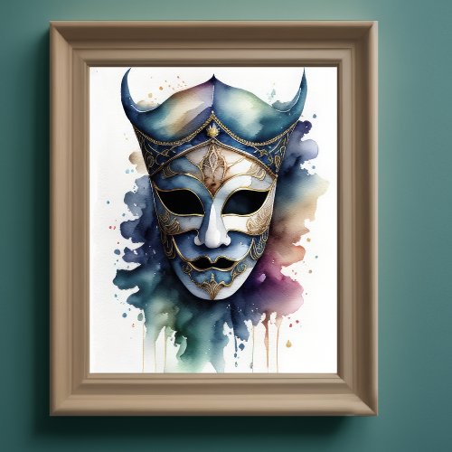 Watercolor Painting Venetian Mask VIII Poster