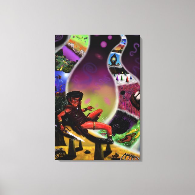 watercolor painting warrior mysterious dimension canvas print (Front)