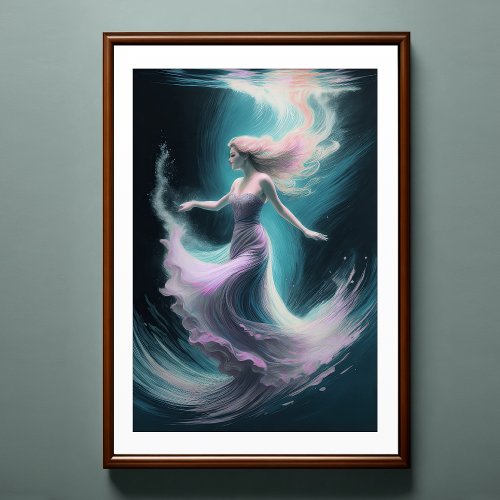 Watercolor Painting Water Nymph Poster