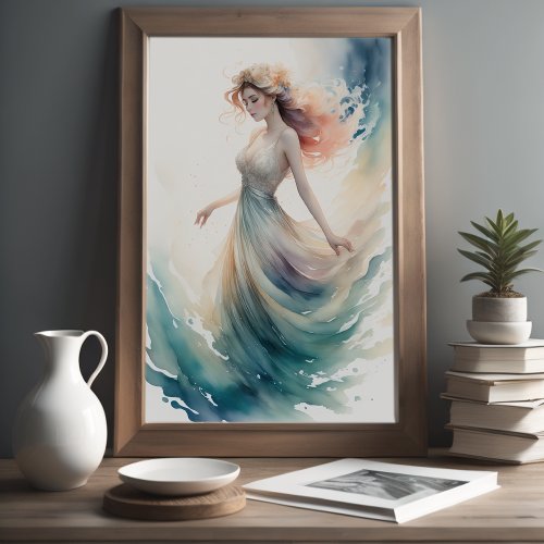 Watercolor Painting Water Nymph Poster