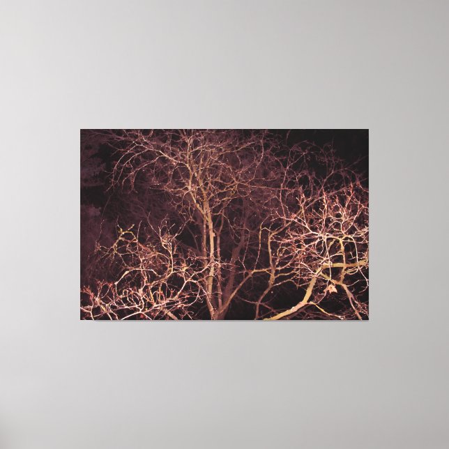 Watercolor Painting Winter Tree at Night Canvas Print (Front)