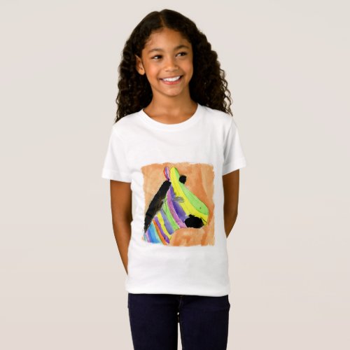 Watercolor Painting with Rainbow Zebra T_Shirt