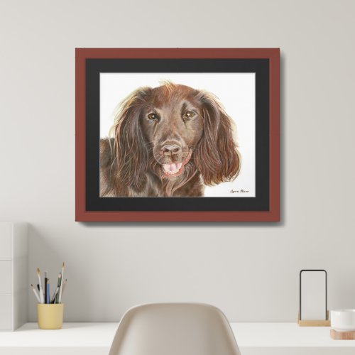 Watercolor Painting Working Cocker Spaniel Dog Framed Art