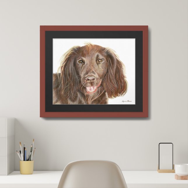 Watercolor Painting Working Cocker Spaniel Dog Framed Art (Home Office)