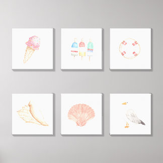 Watercolor Paintings Canvas Photo Tile