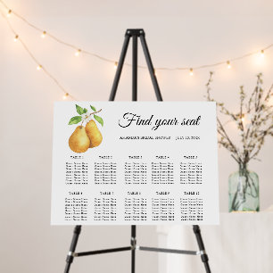 Watercolor pair pears Wedding seating chart Foam Board