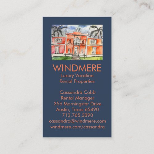 Watercolor Palace Real Estate Agent Manager Broker Business Card
