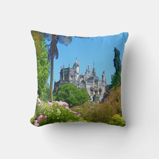 Watercolor palace throw pillow (Front)