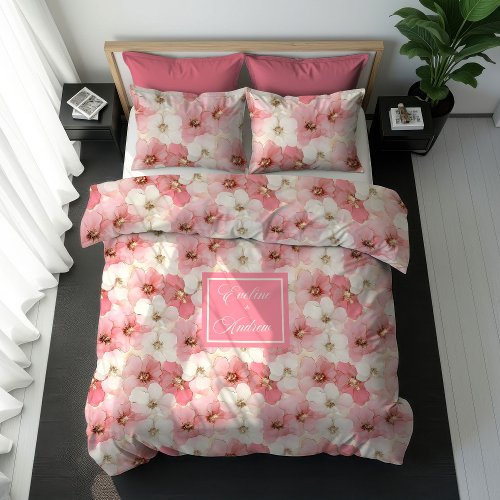 Watercolor Pale Pink and Gold Floral Personalized