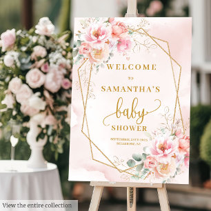 Watercolor Pale Pink Gold Glitter Peonies Baby Foam Board