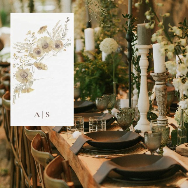 Watercolor Pale Sunflowers Monogram Paper Guest Towels (Creator Uploaded)