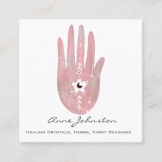 Watercolor Palm and Star Square Business Card