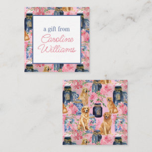 Watercolor Palm Beach Golden Retrievers Ginger Jar Note Card